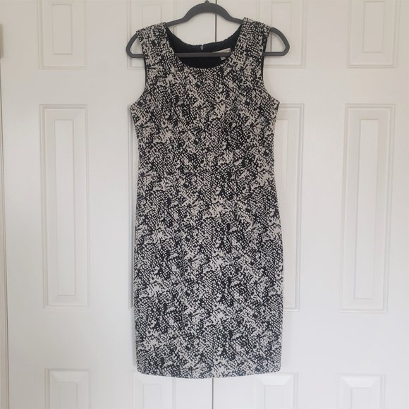 Sandra Darren Black & White Sheath Dress - Size 10 - Picture 2 of 8